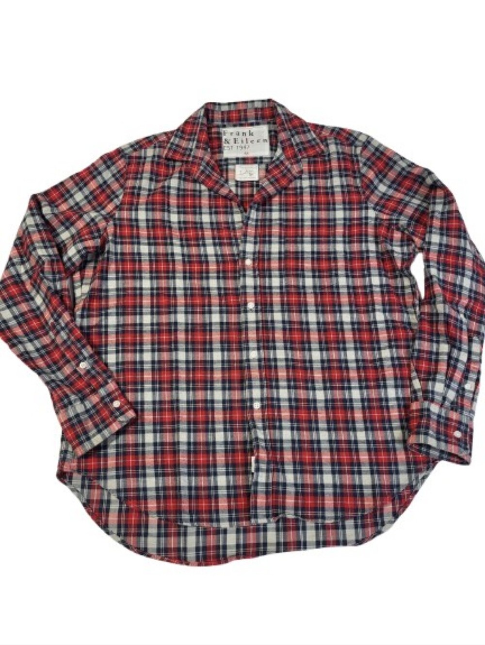 Frank‎ & Eileen Eileen Relaxed Fit Cotton Button Down Shirt Plaid Red White Blue